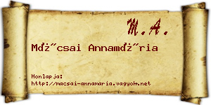Mácsai Annamária névjegykártya